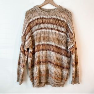 NWOT American Eagle Super Soft Loose Knit Neutral Striped Sweater Size M